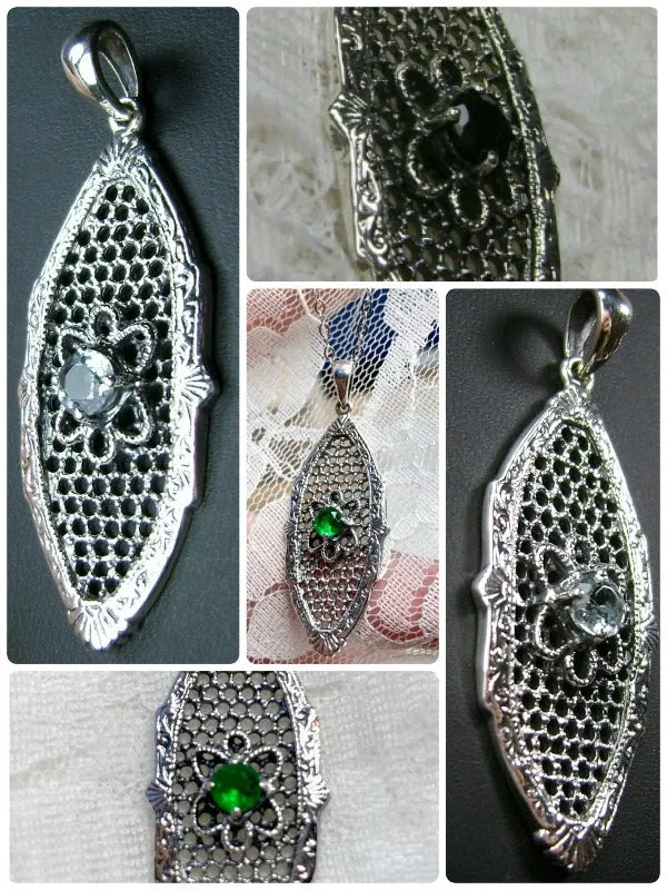 P20, Flower Star Pendant, Choice of Gemstone, Vintage-Style Necklace, Design#P20