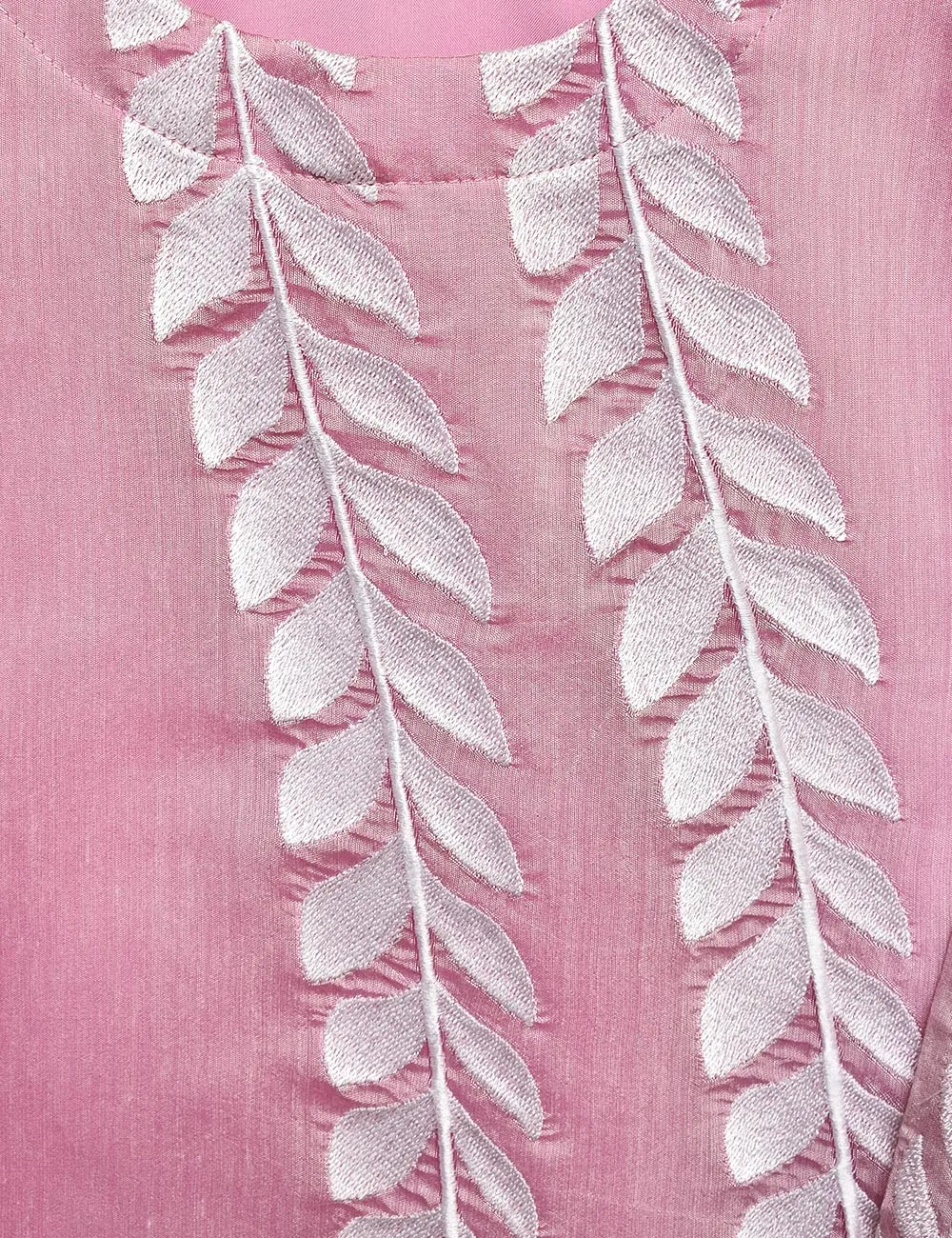 Paper Cotton Embroidered Stitched Kurti - Renewed Carnation (TS-007B-Pink)