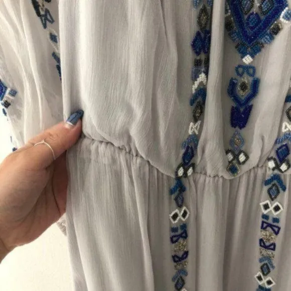 Parker Off the Shoulder Beaded Sheer Lilac Dress S