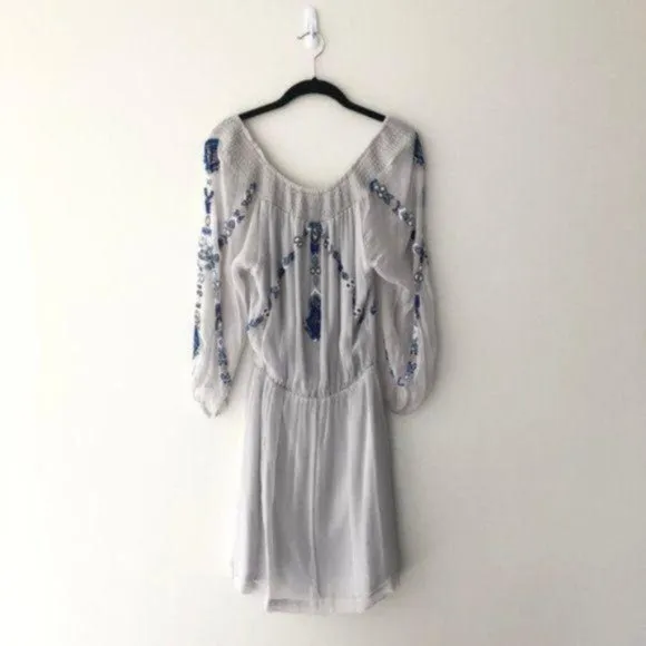 Parker Off the Shoulder Beaded Sheer Lilac Dress S