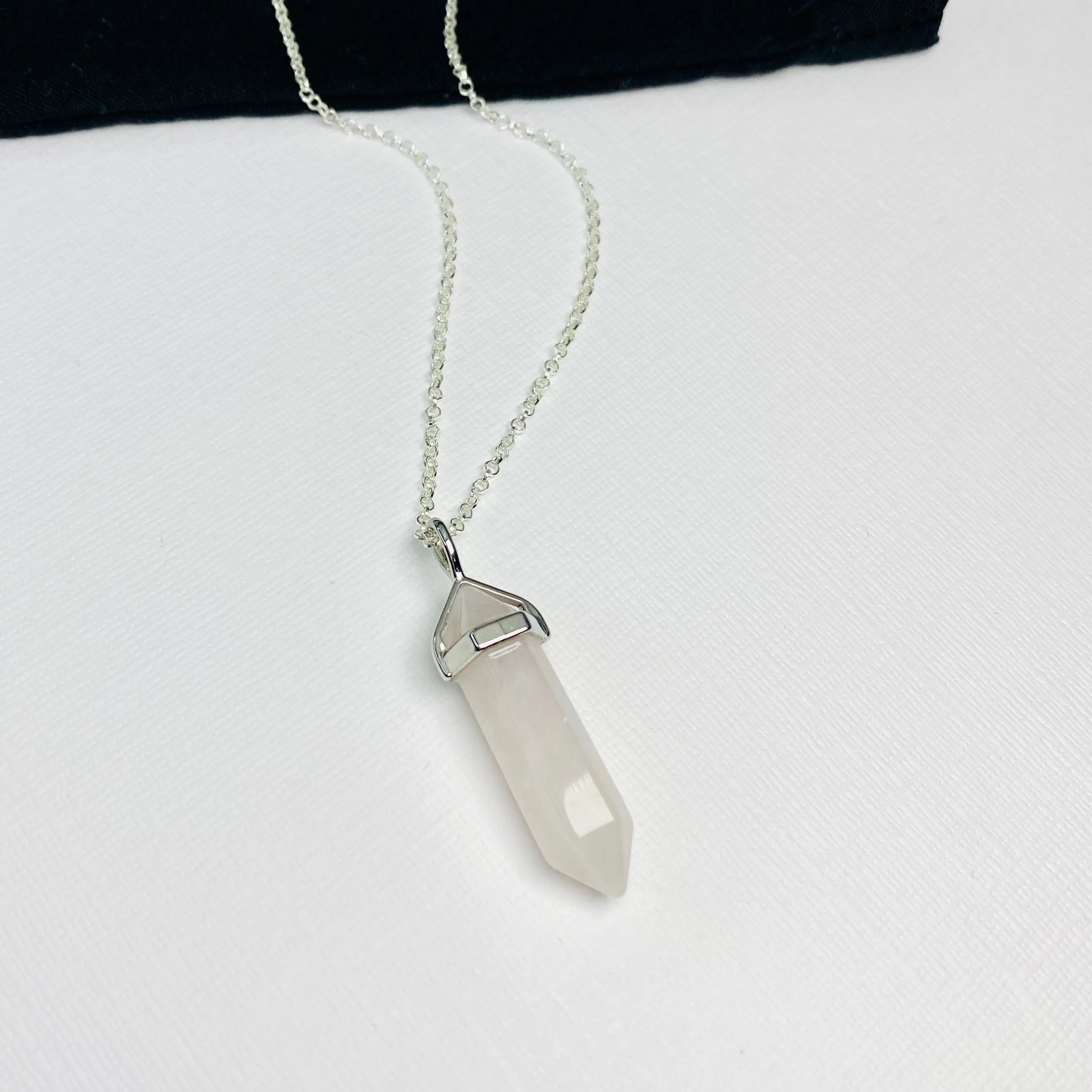 PEACE | Crystal Rose Quartz Point Necklace Sterling Silver