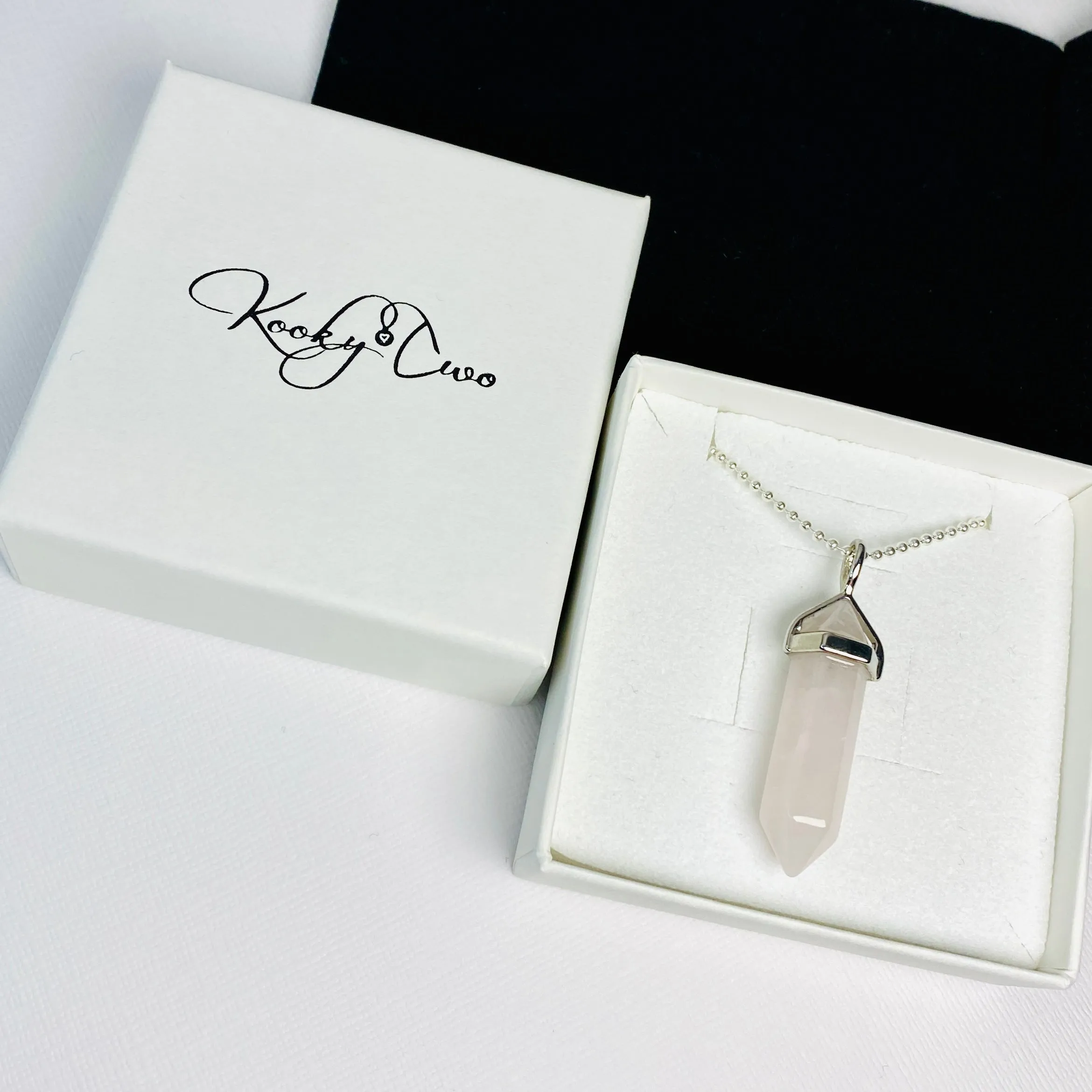 PEACE | Crystal Rose Quartz Point Necklace Sterling Silver