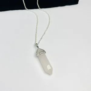PEACE | Crystal Rose Quartz Point Necklace Sterling Silver