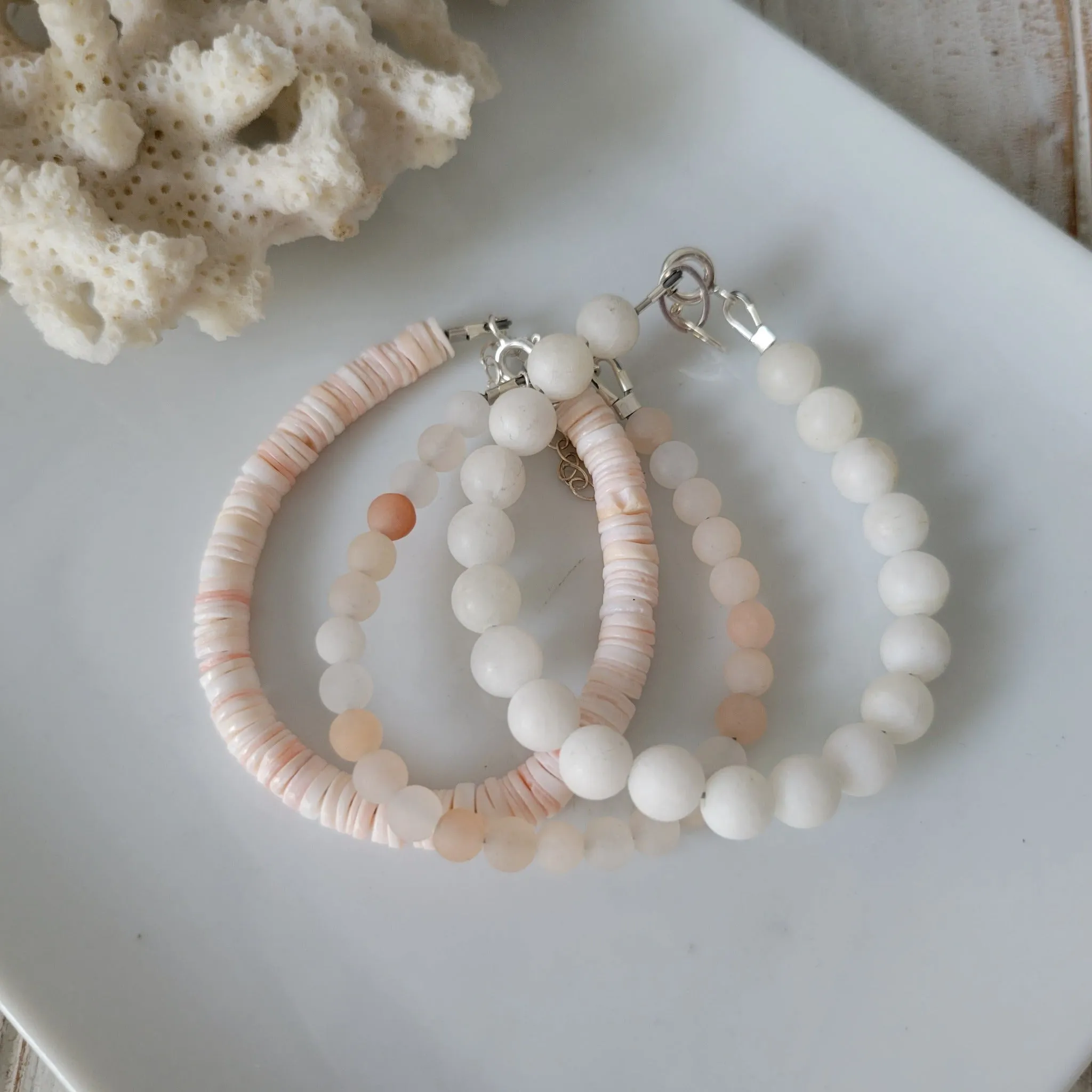 Peachy Beach Girls Stone and Crystal Bracelet - Set or Each