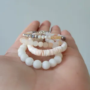 Peachy Beach Girls Stone and Crystal Bracelet - Set or Each