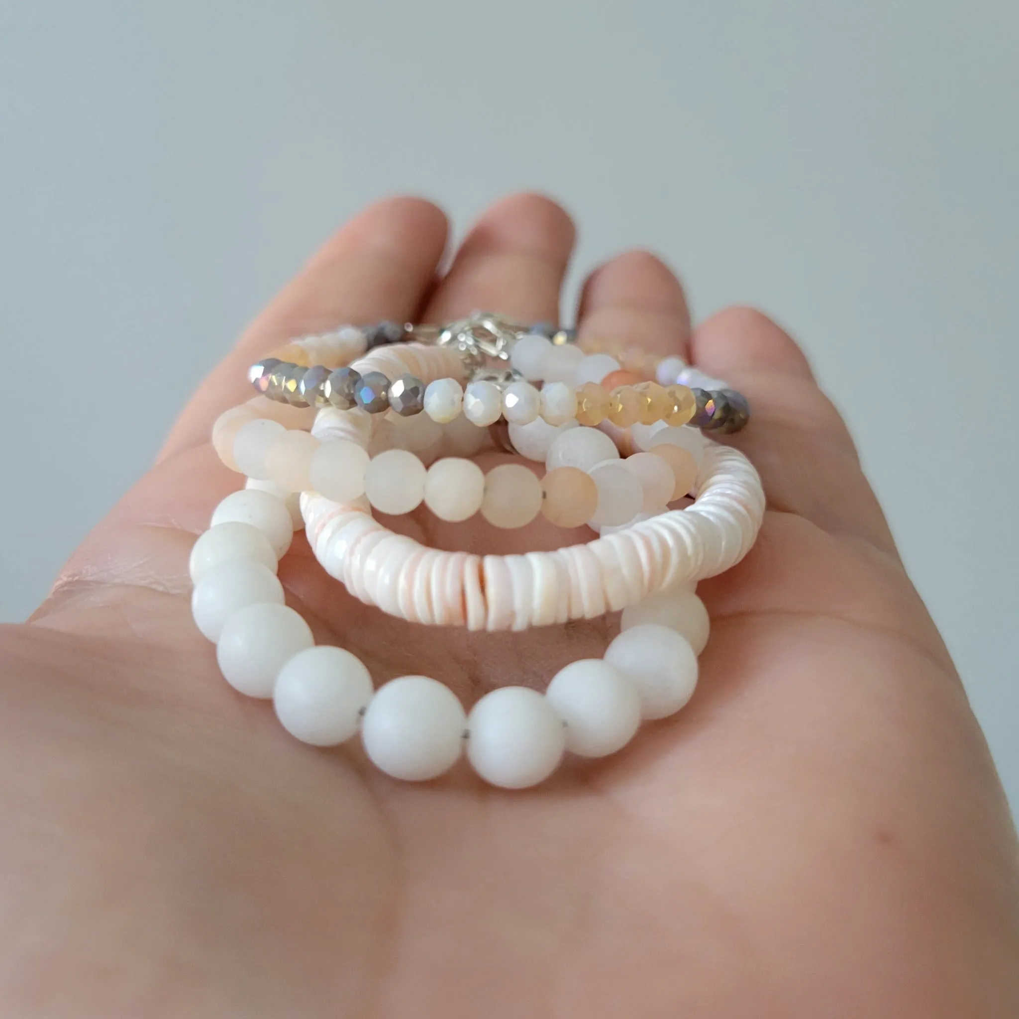 Peachy Beach Girls Stone and Crystal Bracelet - Set or Each