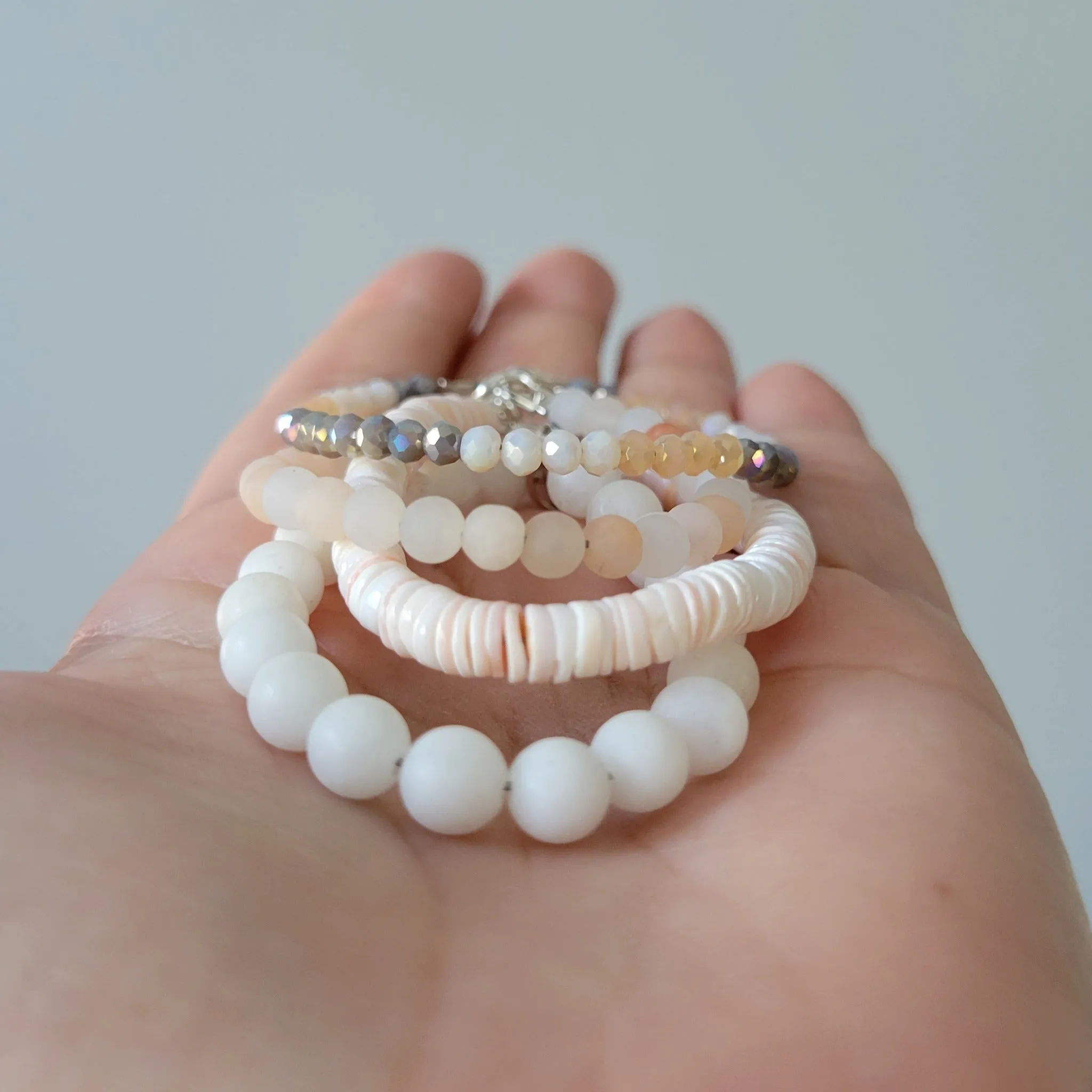 Peachy Beach Girls Stone and Crystal Bracelet - Set or Each