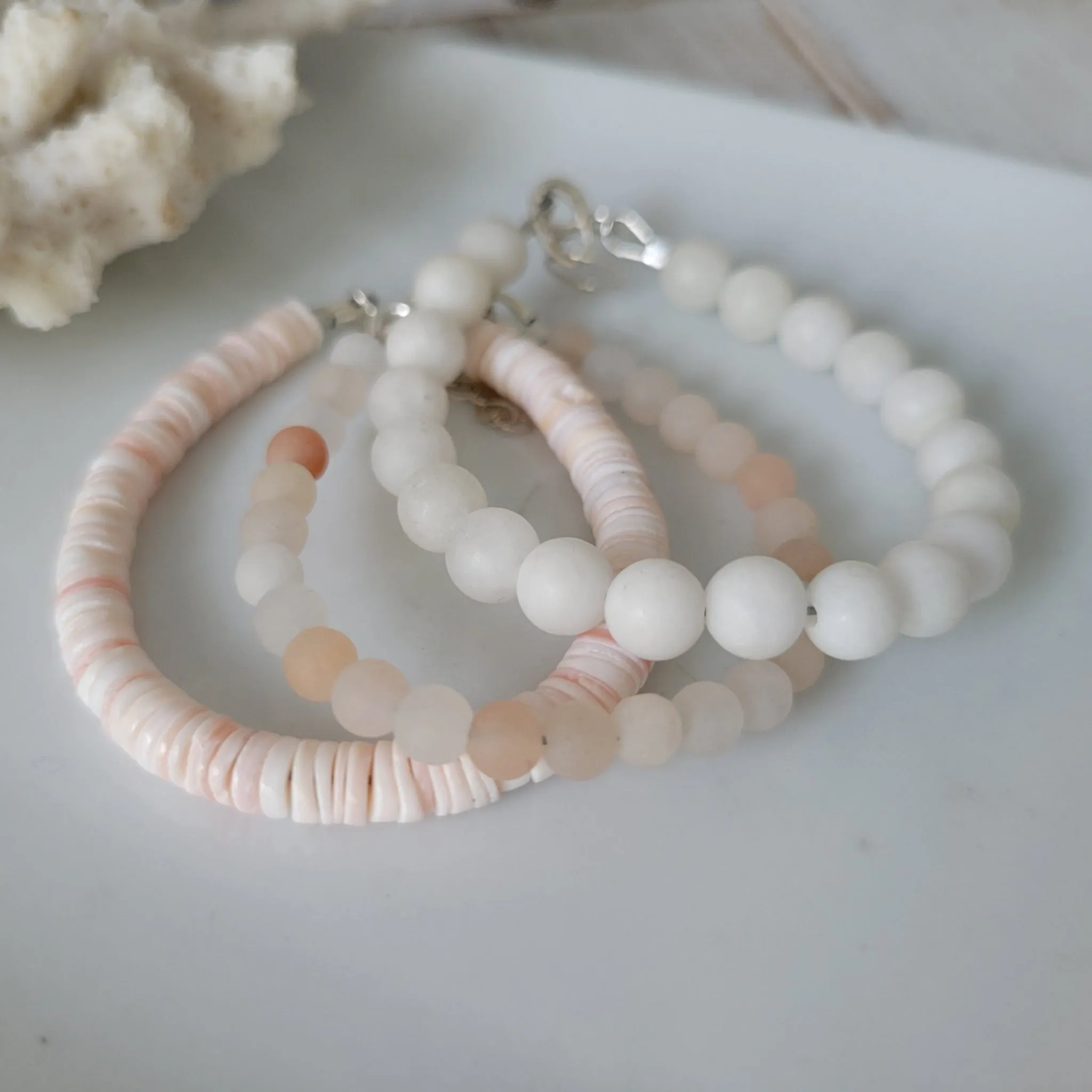 Peachy Beach Girls Stone and Crystal Bracelet - Set or Each