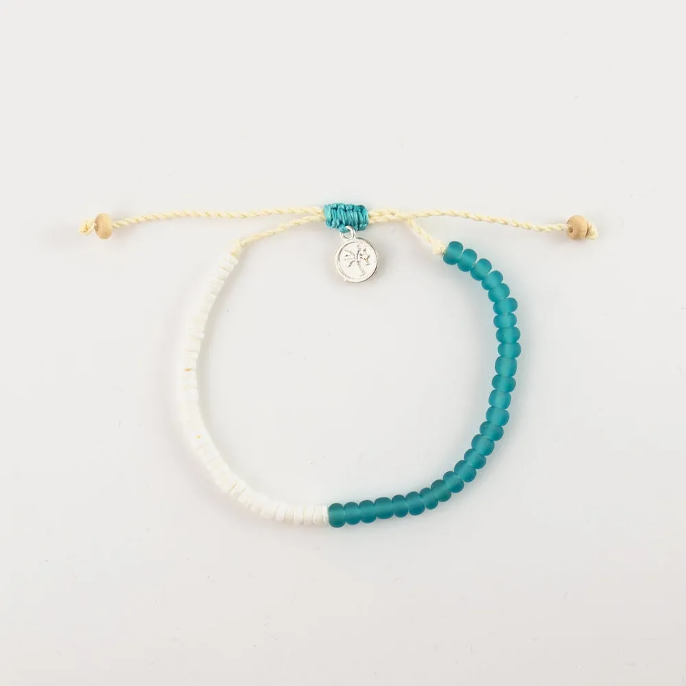 Pineapple island Savu Puka Shell  & Frosted Glass Bracelet - Turquiose