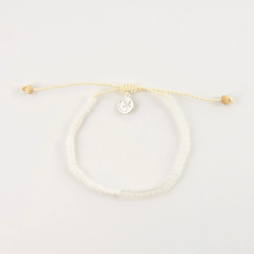 Pineapple island Savu Puka Shell & Frosted Glass Bracelet - White