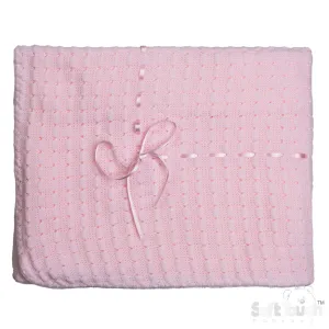 Pink Waffle Shawl - Ribbon (95x95cm) (PK4) SH12-P