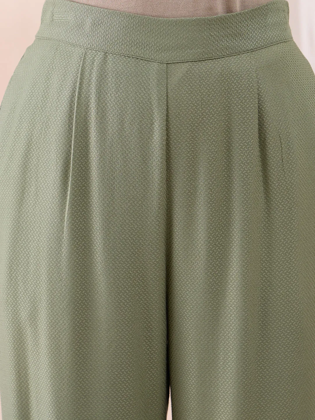 Pista Green Button Down Tunic With Straight Pant