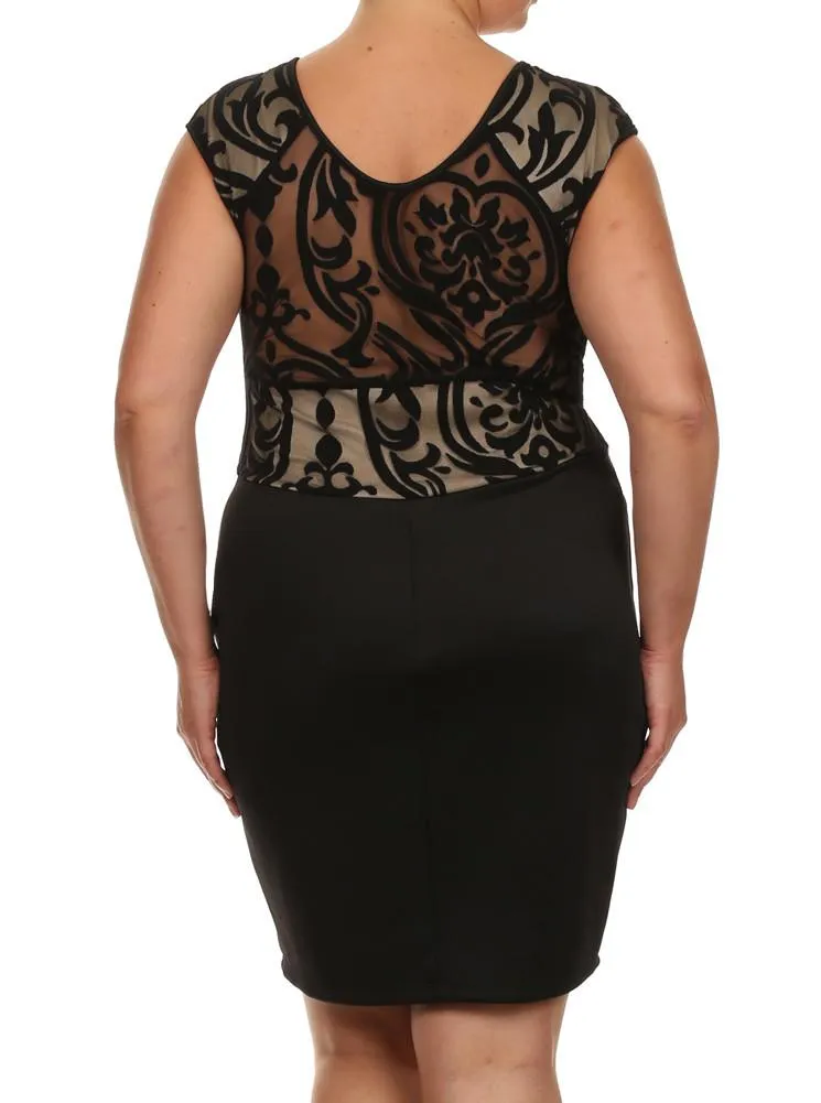 Plus Size Sweetheart Victorian Mesh Black Dress