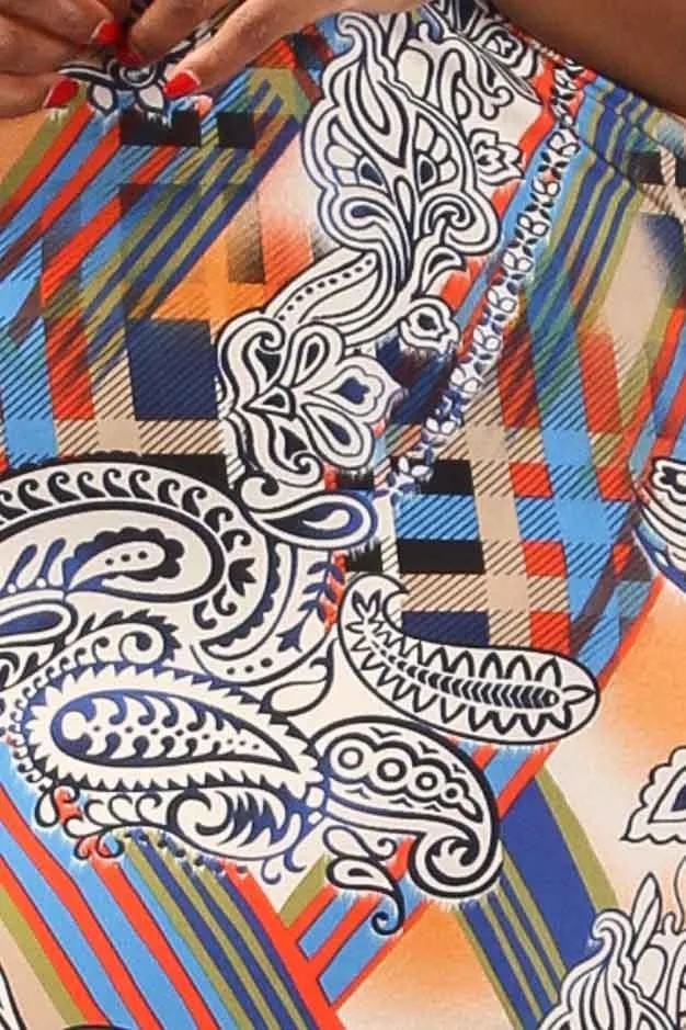 Plus Size Vibrant Ethnic Unique Print Shift Dress