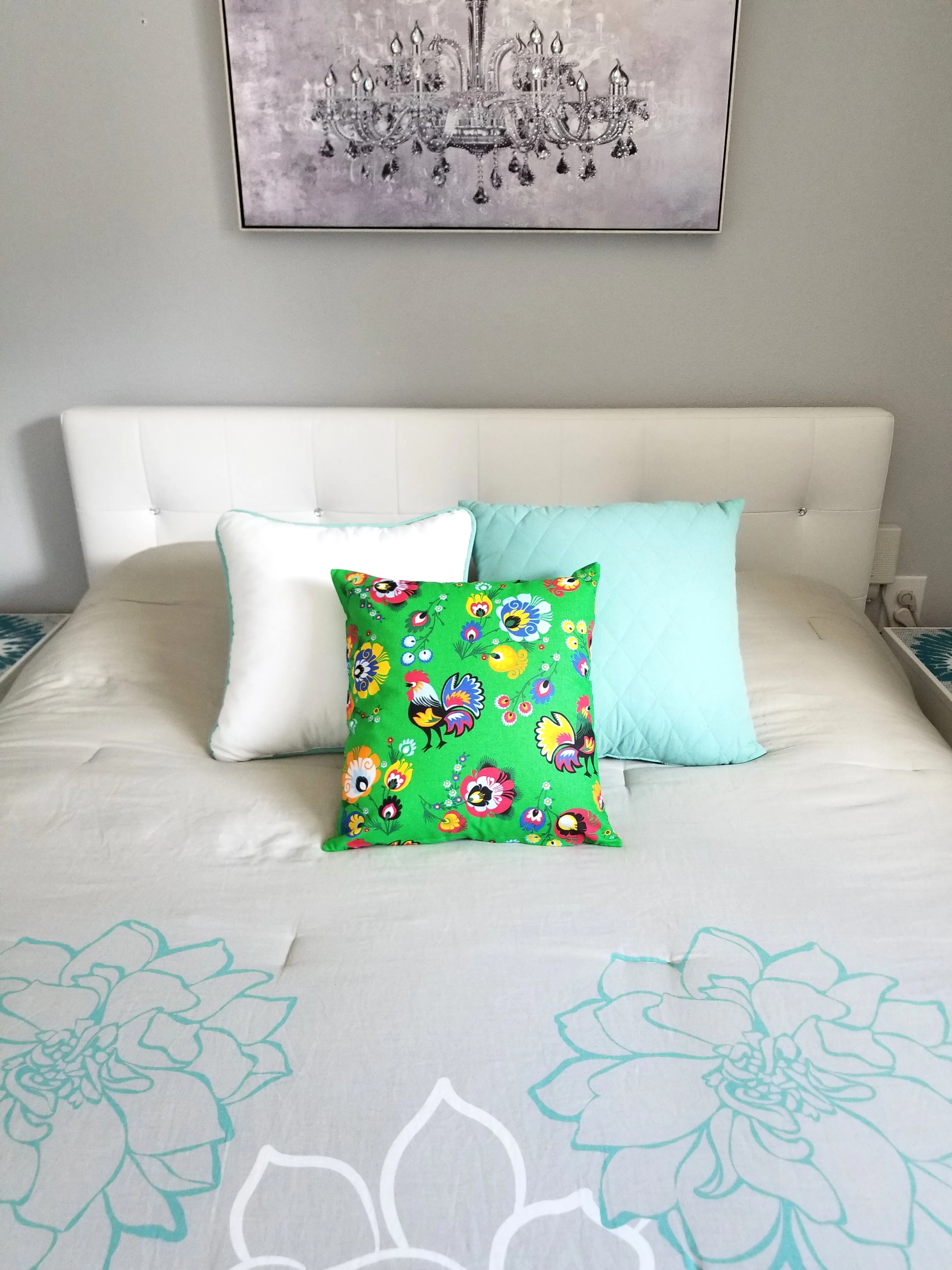 Polish Lowicz Roosters Folk Art Accent Pillow Case