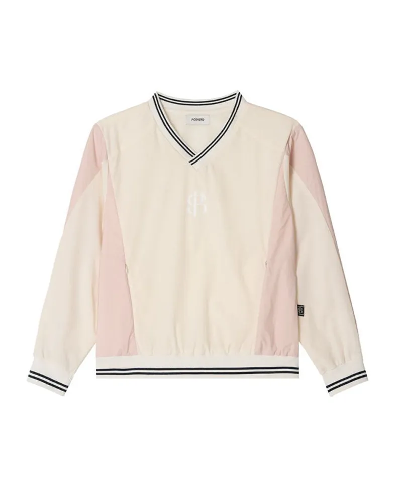 POSHERD Wind Block Stretch Pocket Anorak - Cream (Mesh)