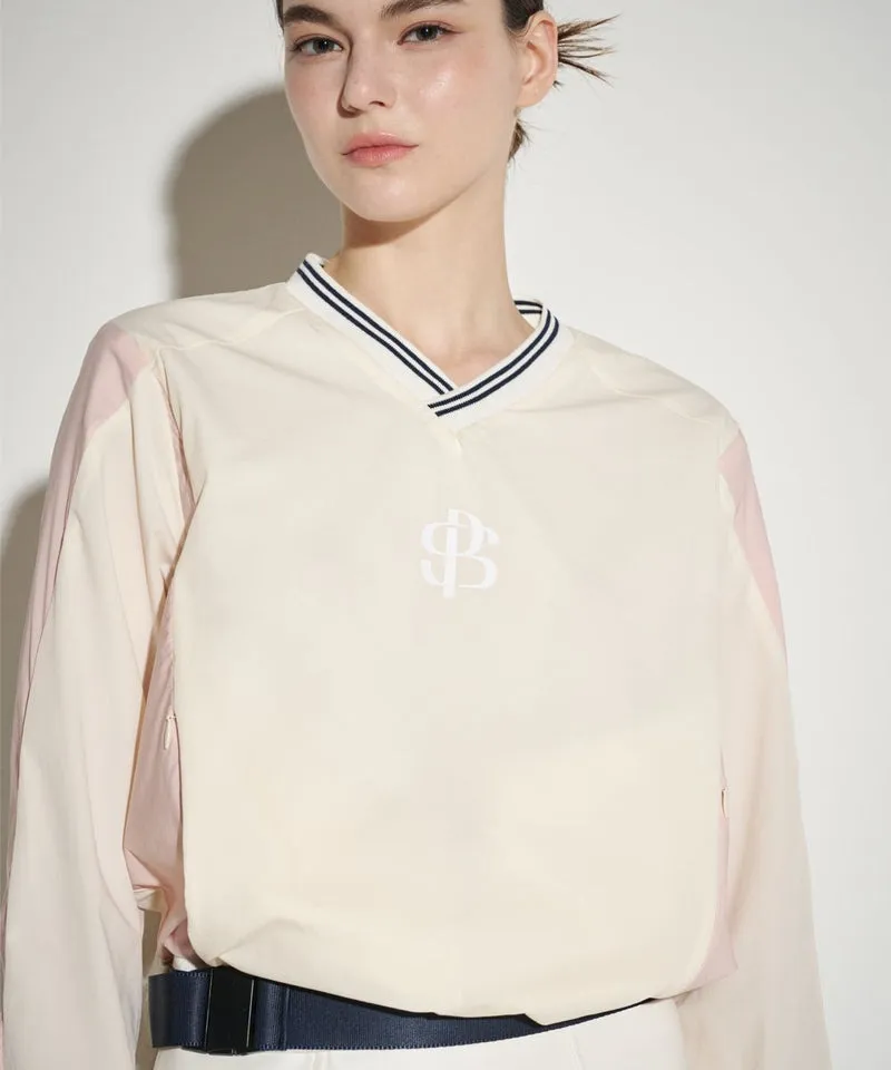 POSHERD Wind Block Stretch Pocket Anorak - Cream (Mesh)
