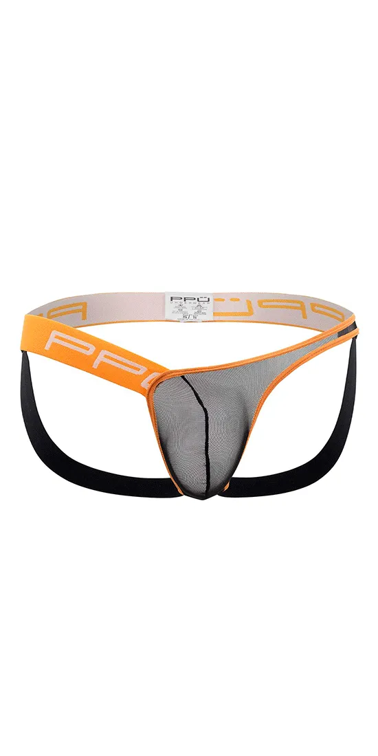Ppu 2308 One Side Mesh Jockstrap Orange