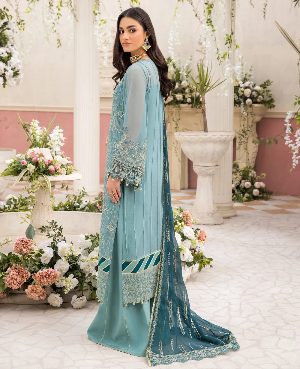 Premium Embroidered Blue Pakistani Party Wear Salwar Kameez