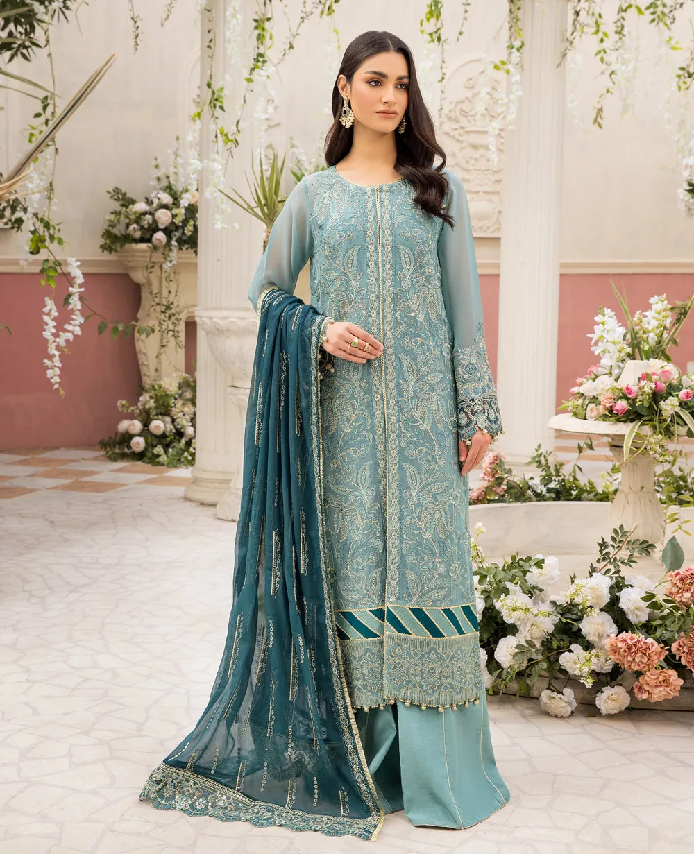 Premium Embroidered Blue Pakistani Party Wear Salwar Kameez