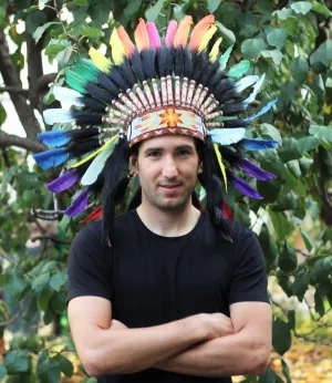 PRICE REDUCED X47 Rasta Spirit Colorful Feather Headdress.