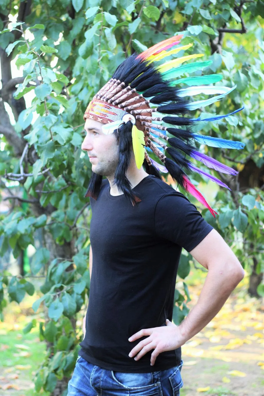 PRICE REDUCED X47 Rasta Spirit Colorful Feather Headdress.