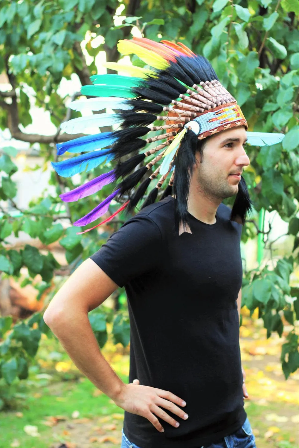 PRICE REDUCED X47 Rasta Spirit Colorful Feather Headdress.