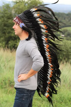 PRICE REDUCED Z16 Extra Large Brown colors Feather Headdress (43 inch long )