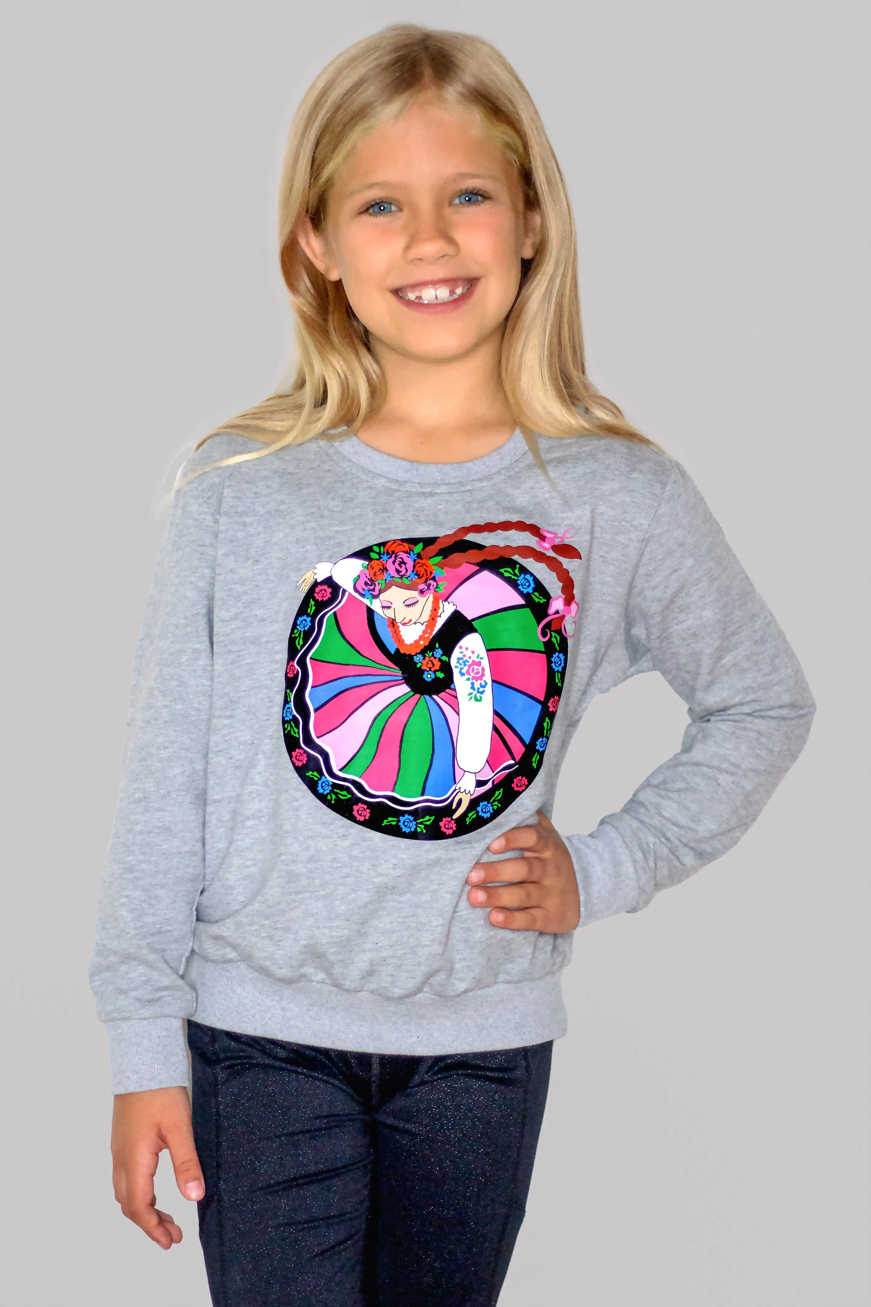 Printed Łowicz Brunette Folk Dancer Sweatshirt