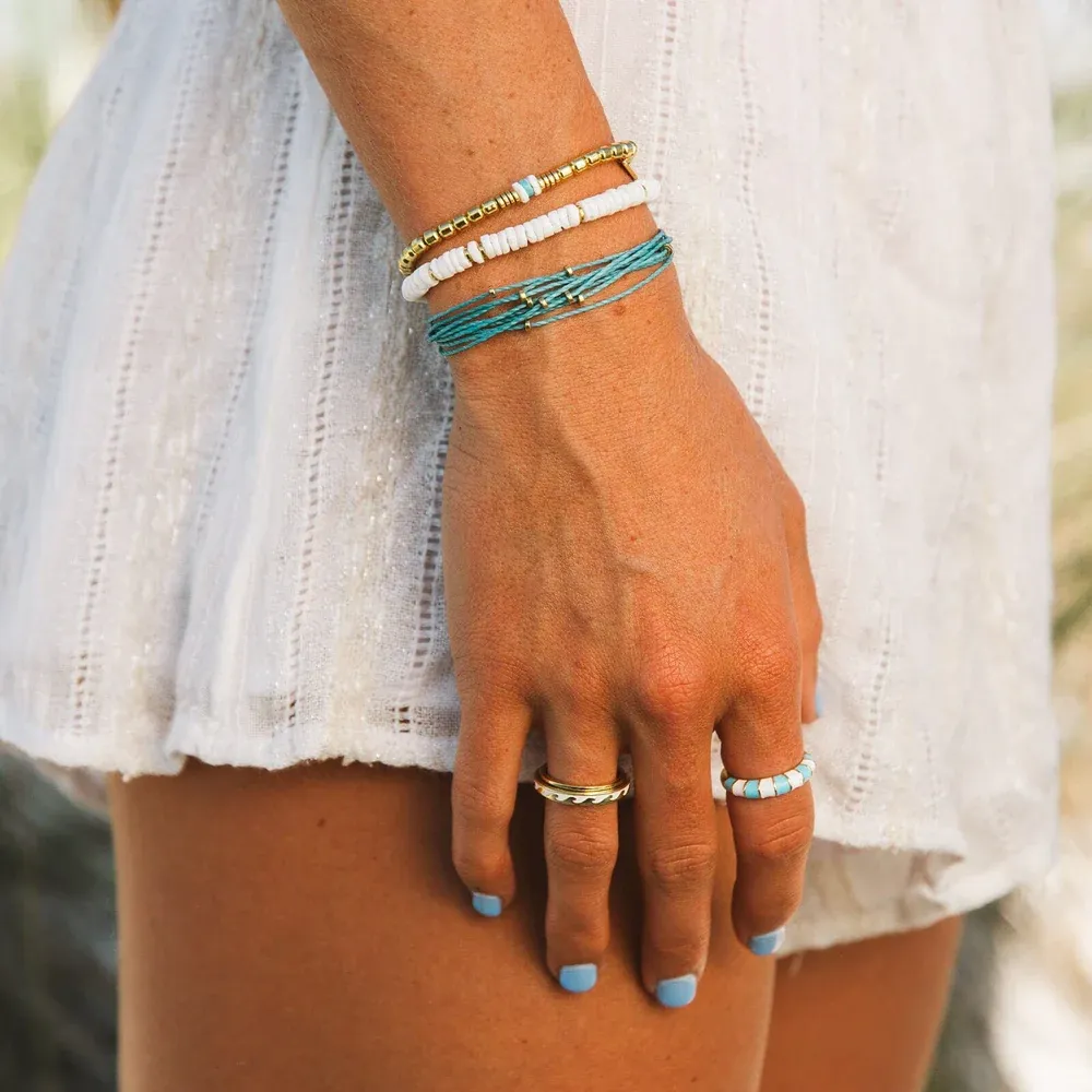 Pura Vida Enamel Wave Fidget Ring ~ Gold