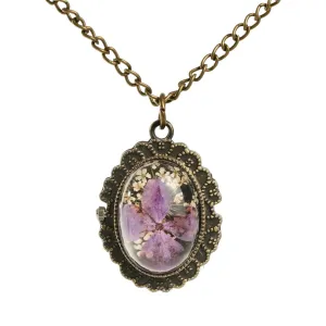 Purple Blossom Pressed Flower Pocket Watch