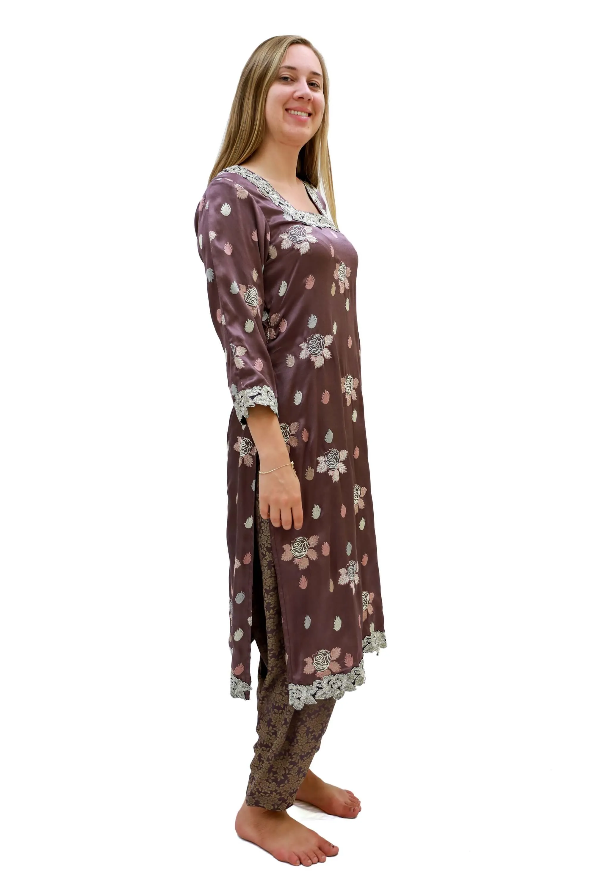Purple Silk Salwar Kameez Suit
