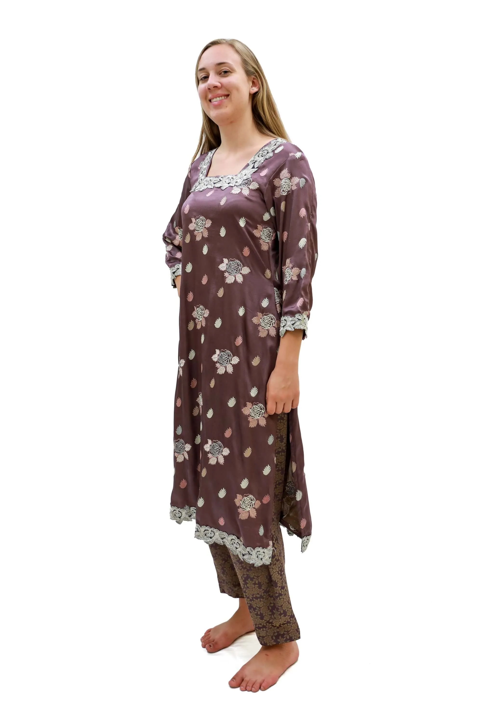 Purple Silk Salwar Kameez Suit