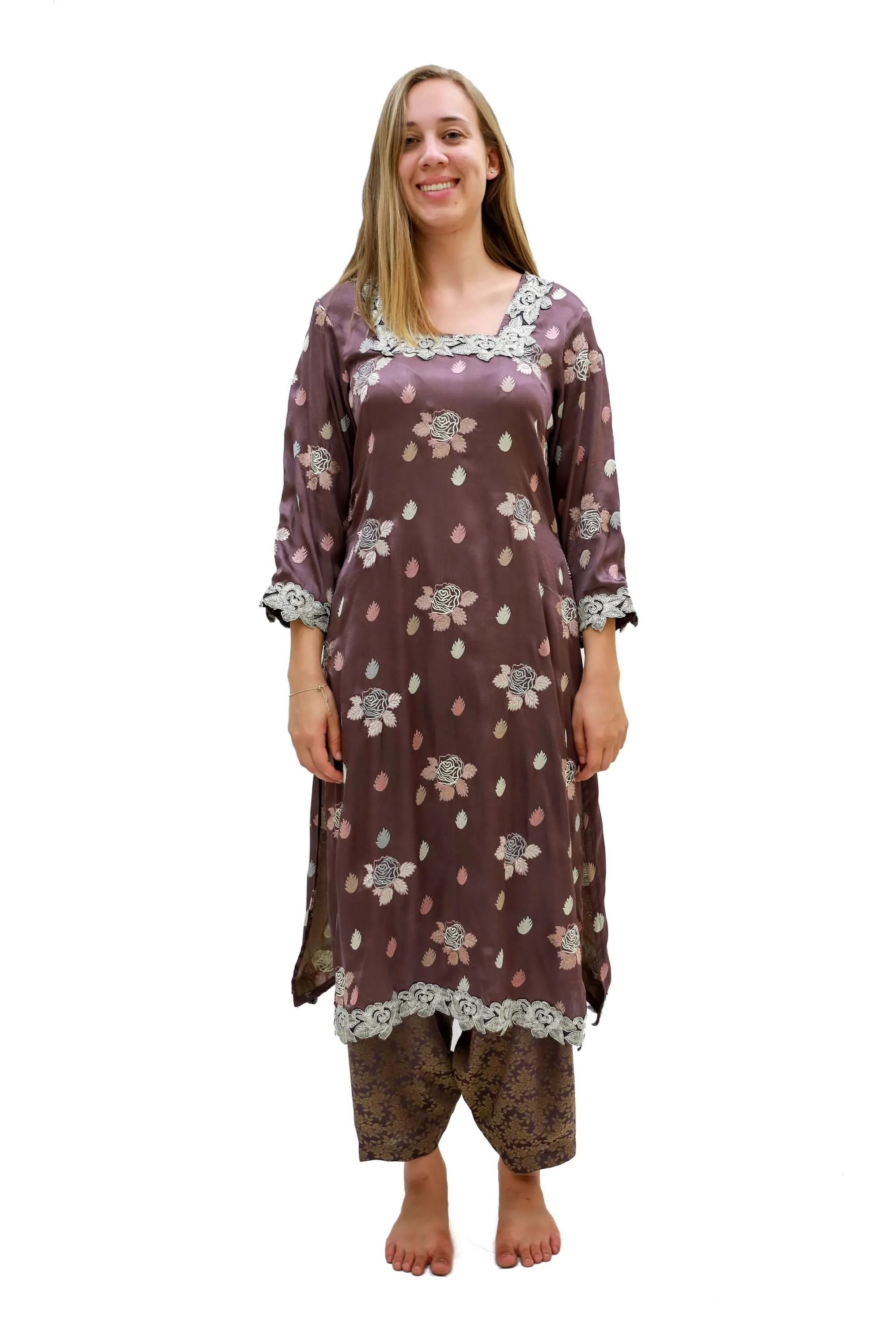 Purple Silk Salwar Kameez Suit