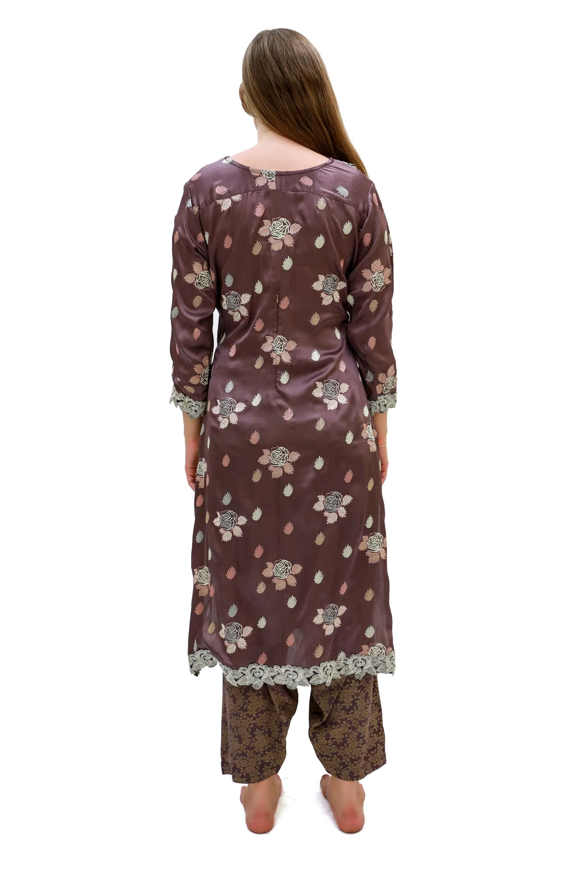 Purple Silk Salwar Kameez Suit