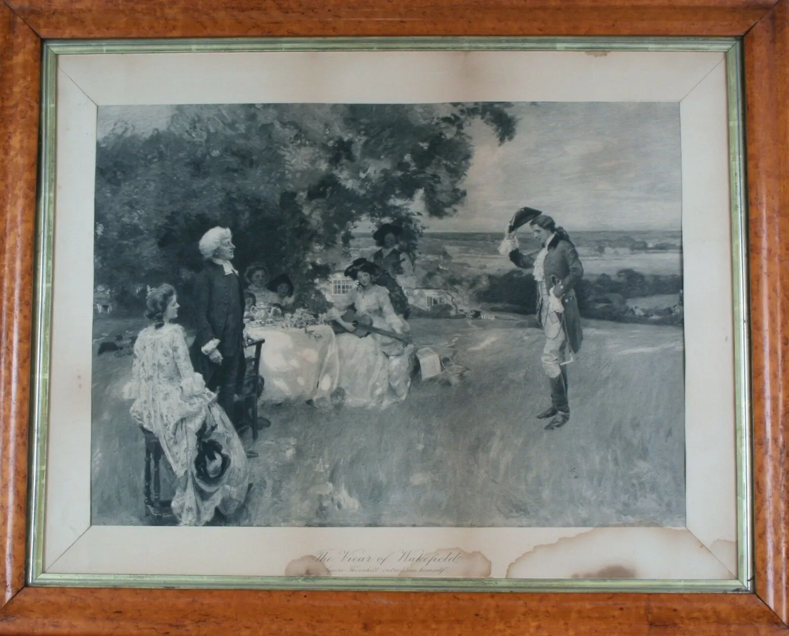"The Vicar of Wakefield: Squire Thornhill introduces himself" Antique Print