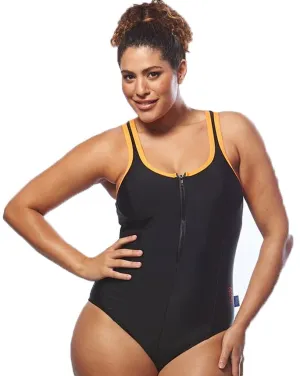 Racer Back Swimsuit Zip - Orange Trim