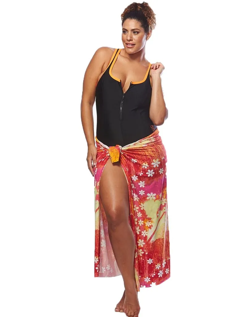 Racer Back Swimsuit Zip - Orange Trim
