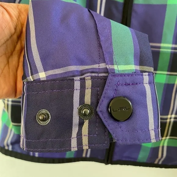 Ralph Lauren LRL Active Women's Plaid Checked Zip-Up Purple &amp; Green Jacket sz S
