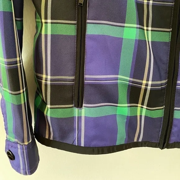 Ralph Lauren LRL Active Women's Plaid Checked Zip-Up Purple &amp; Green Jacket sz S
