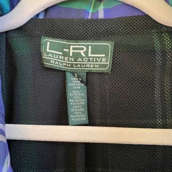Ralph Lauren LRL Active Women's Plaid Checked Zip-Up Purple &amp; Green Jacket sz S