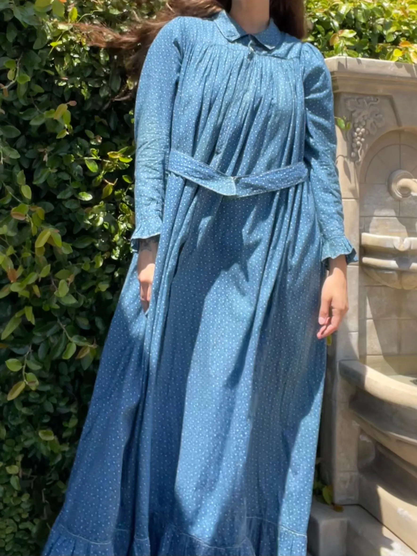 Rare 1890s-1900s Indigo Calico Wrapper Prairie Dress