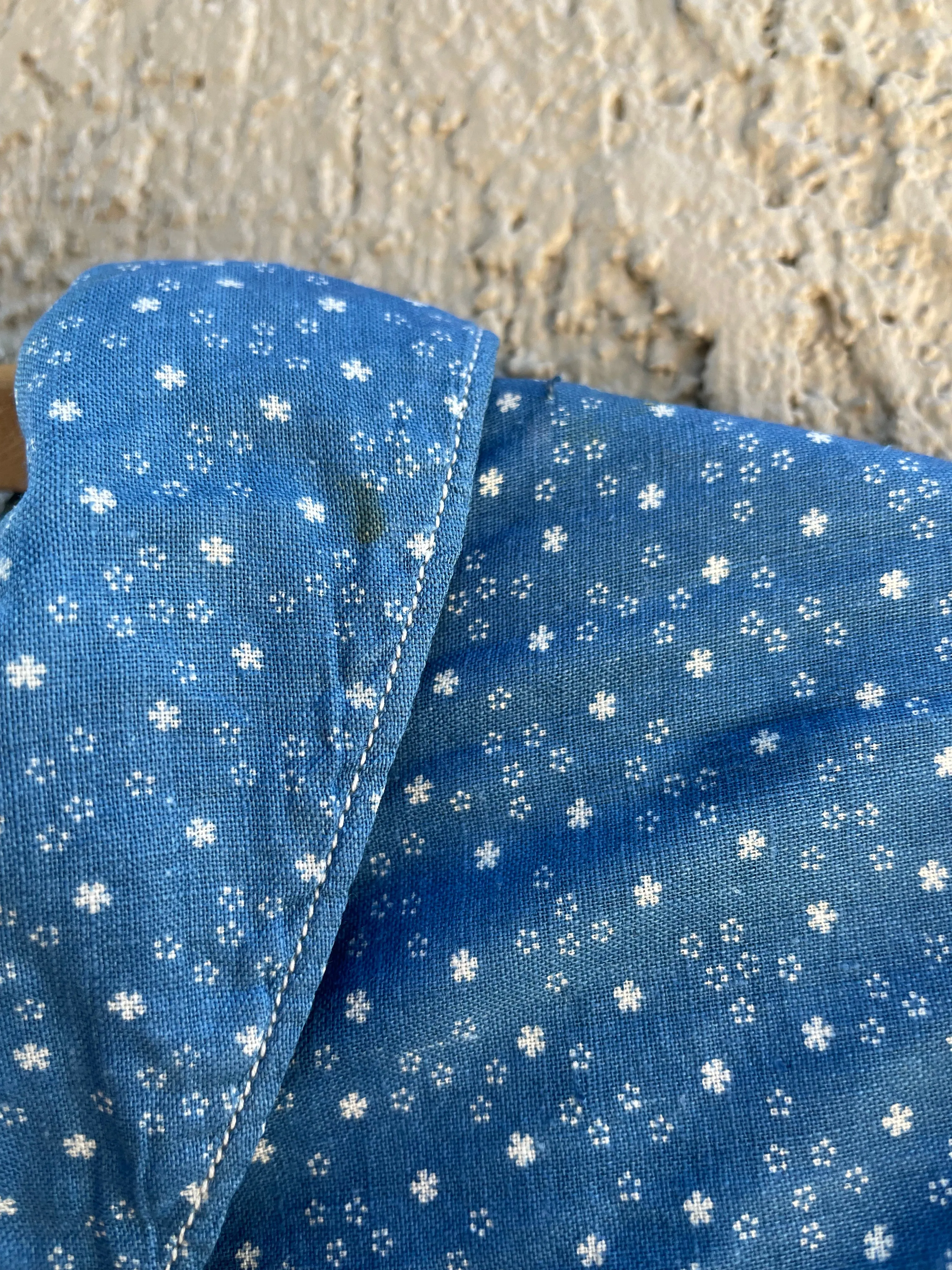 Rare 1890s-1900s Indigo Calico Wrapper Prairie Dress