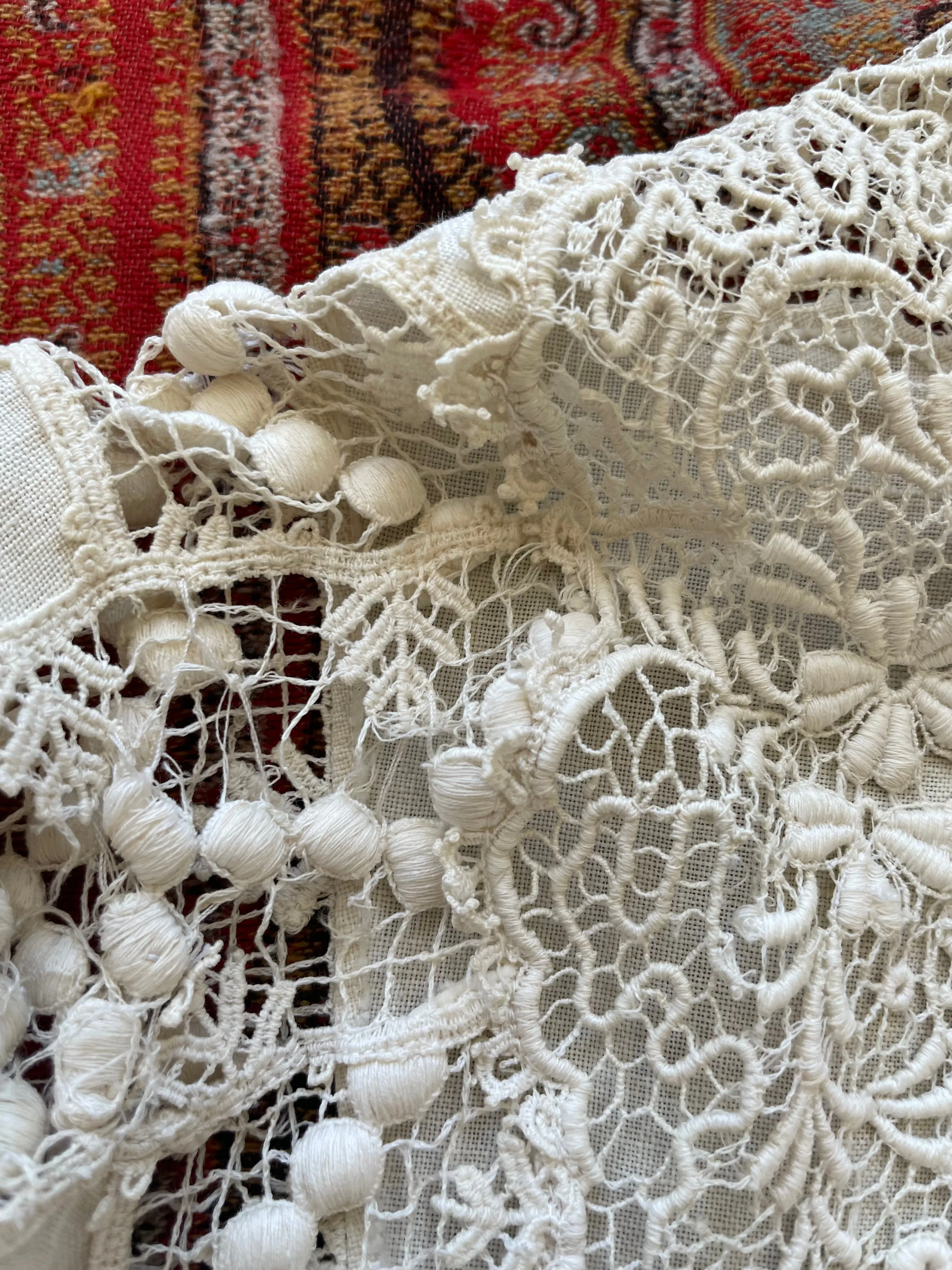 Rare 1890s Lace & Linen Mutton Sleeve Coat