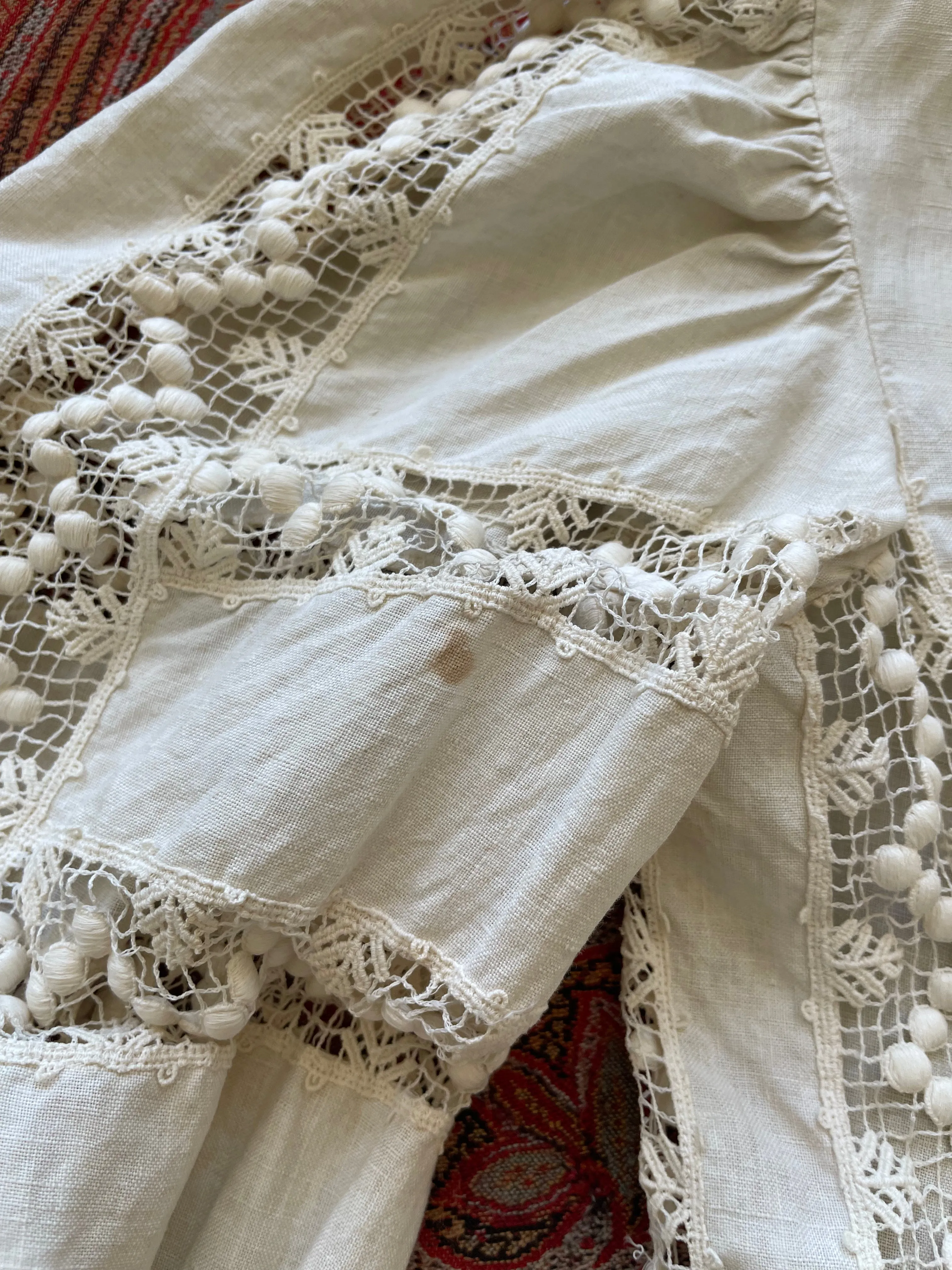 Rare 1890s Lace & Linen Mutton Sleeve Coat
