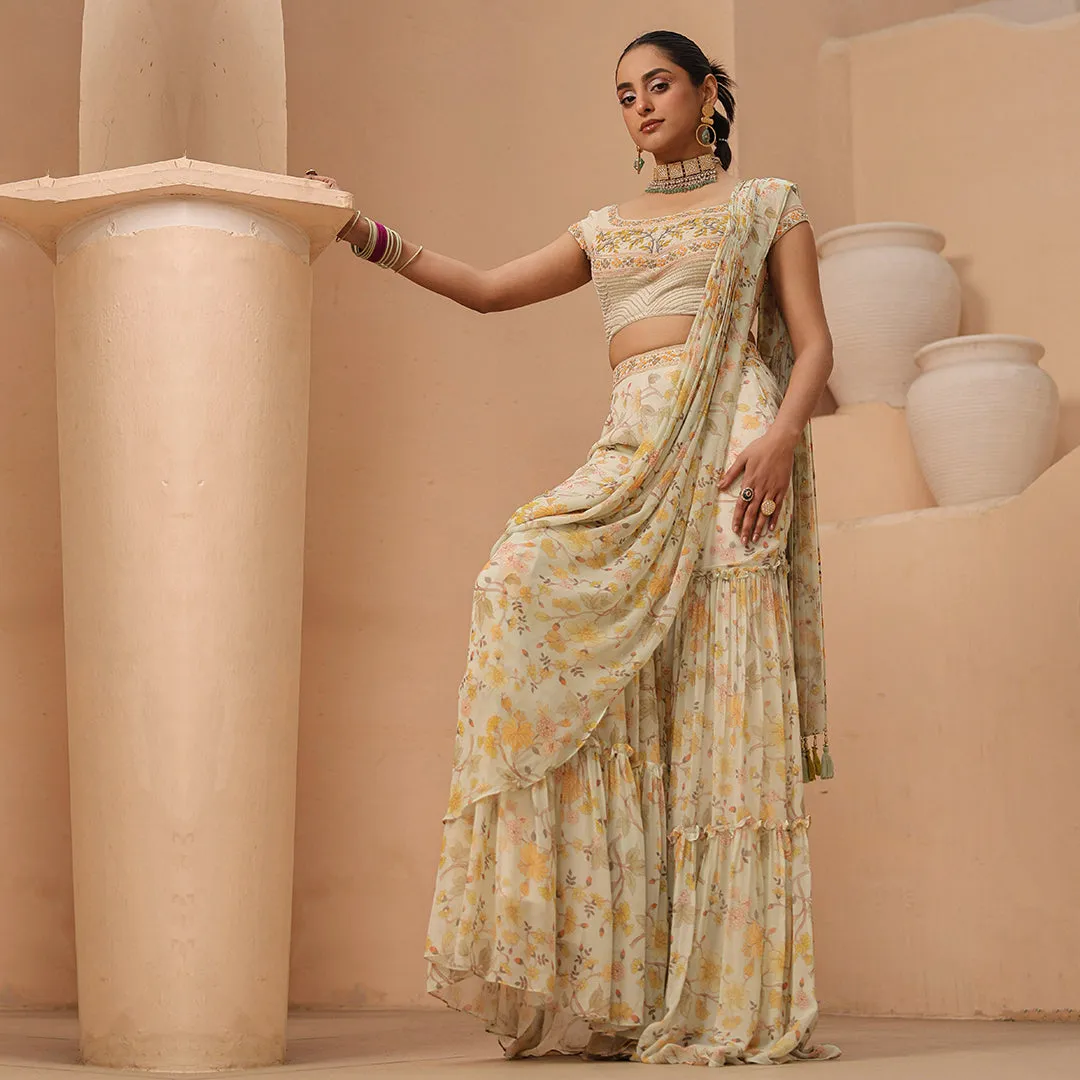 Ready to Radiate Off-white Floral Saree