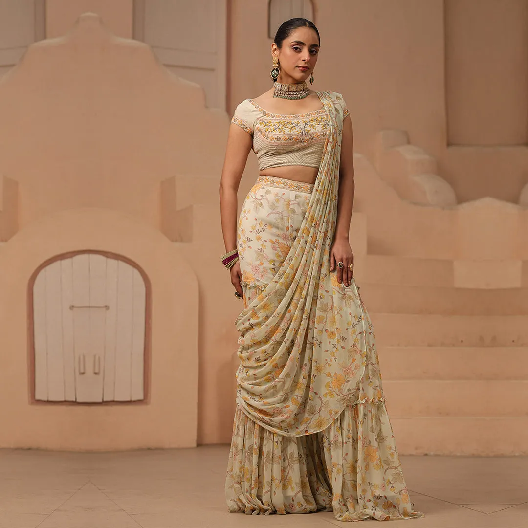 Ready to Radiate Off-white Floral Saree