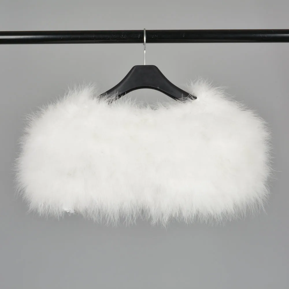 Real Fur Cape Shrug Women Genuine Ostrich Feather Fur Shawl Poncho White