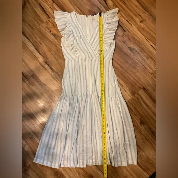 Rebecca Taylor, Yard Dyed Stripe Midi Dress with Flutter Sleeves, size 4