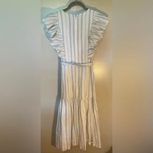 Rebecca Taylor, Yard Dyed Stripe Midi Dress with Flutter Sleeves, size 4